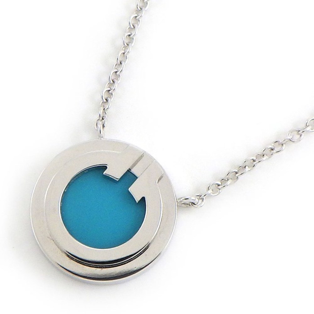 Tiffany T TWO Circle Necklace Turquoise White Gold